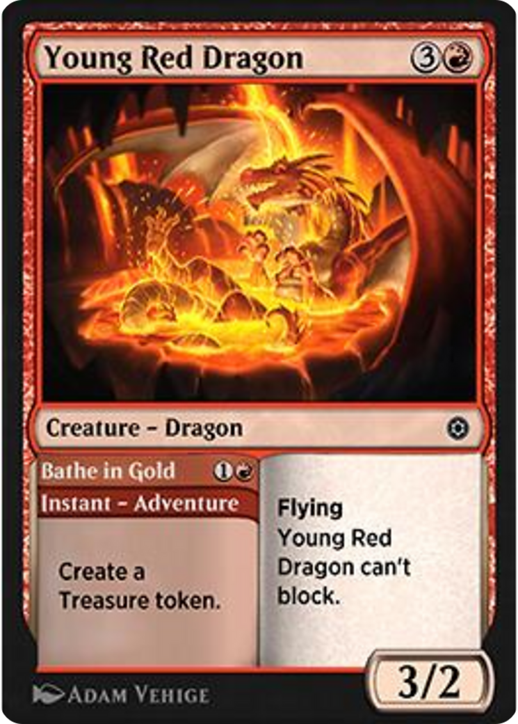 Young Red Dragon // Bathe in Gold Card Image