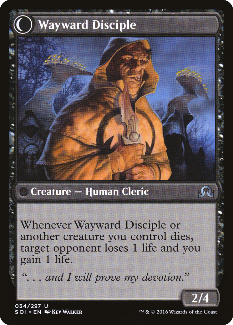 Pious Evangel // Wayward Disciple Card Image