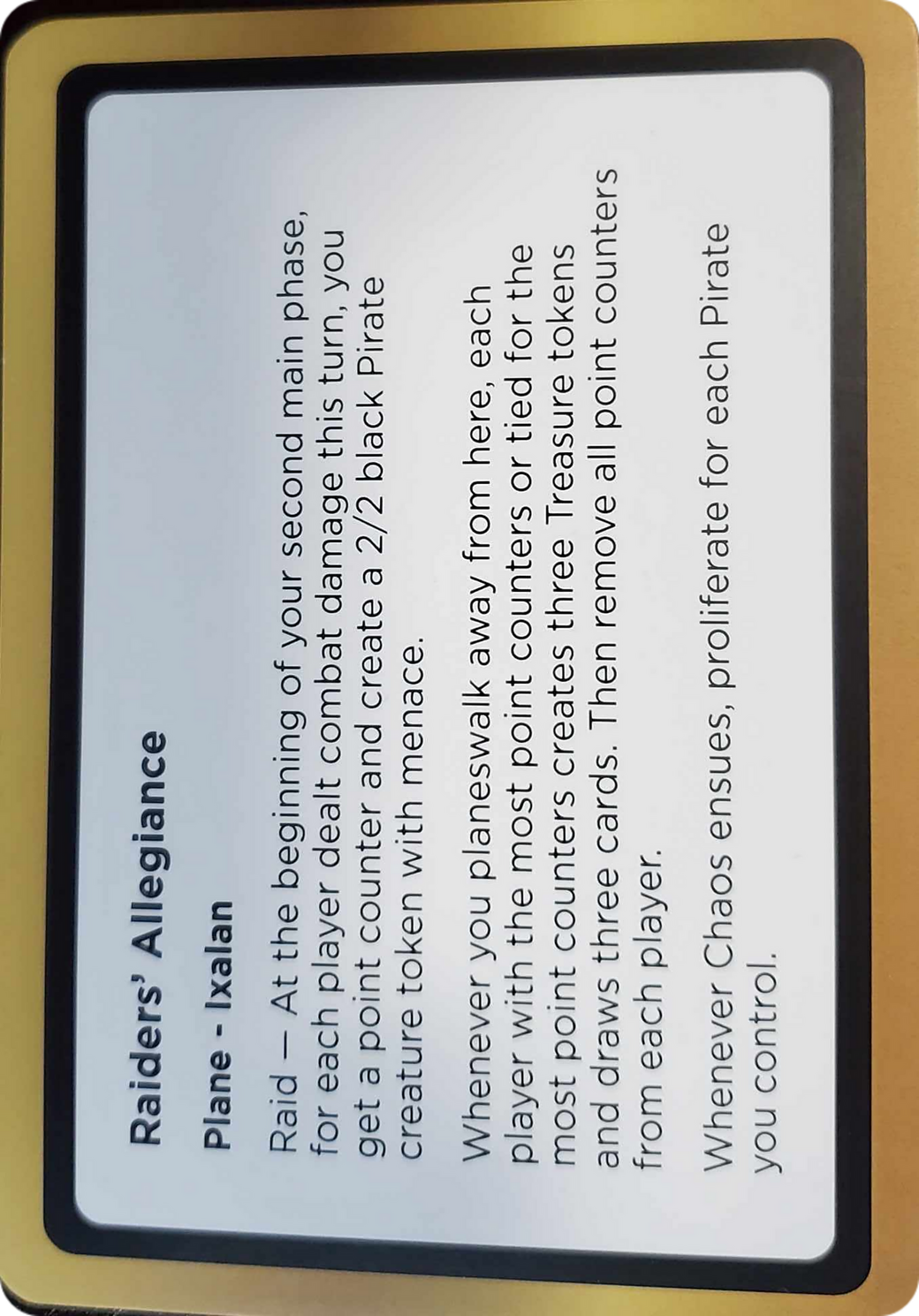 Raiders' Allegiance Card Image