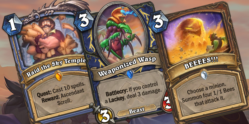 Three New Cards Revealed - Mage Quest (Raid the Sky Temple), Weaponized Wasp, BEEEES!!!