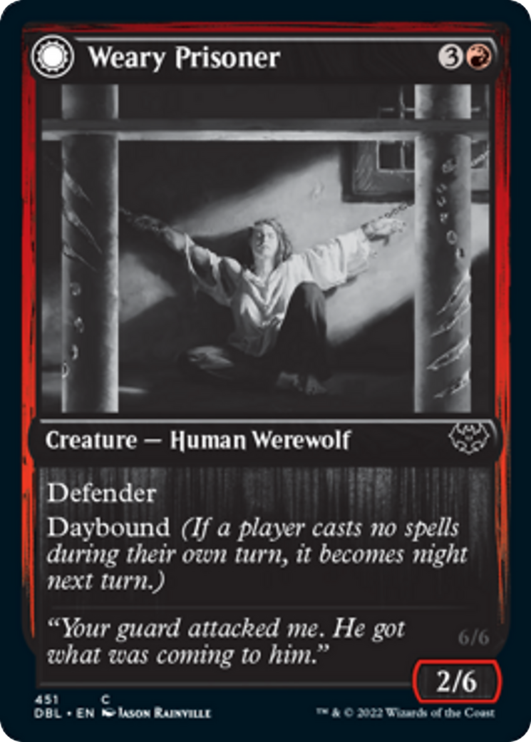 Weary Prisoner // Wrathful Jailbreaker Card Image