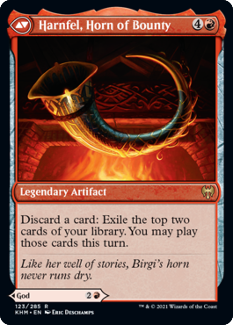 Birgi, God of Storytelling // Harnfel, Horn of Bounty Card Image