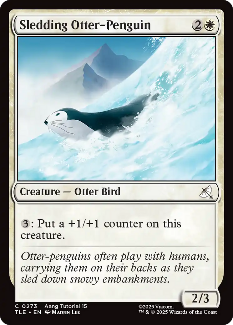 Sledding Otter-Penguin Card Image