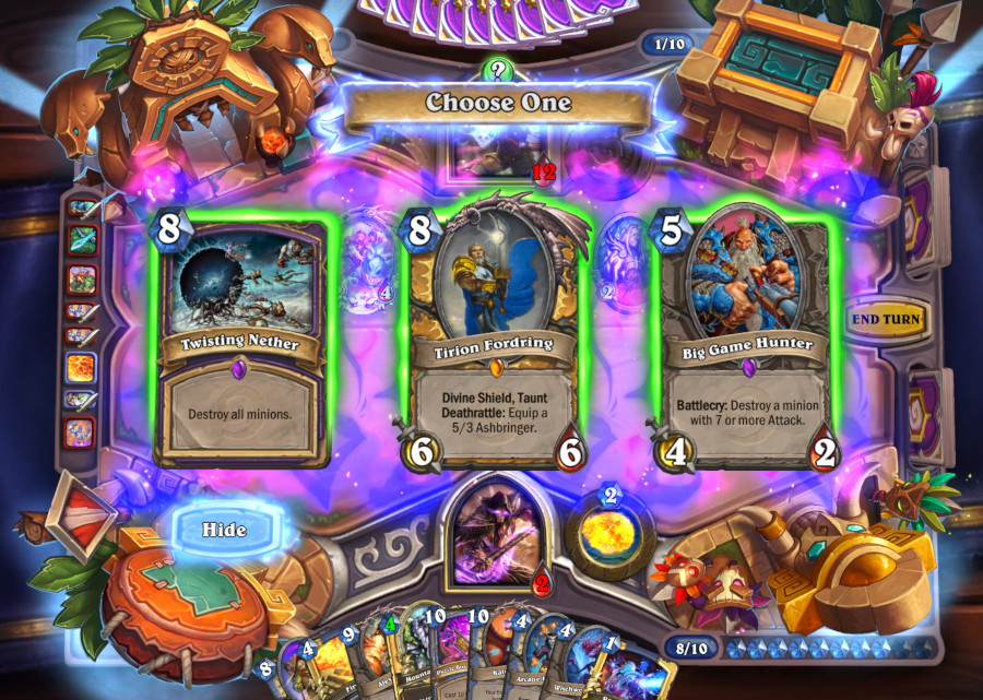 Zephrys offers Twisting Nether, Tirion, and Big Game Hunter