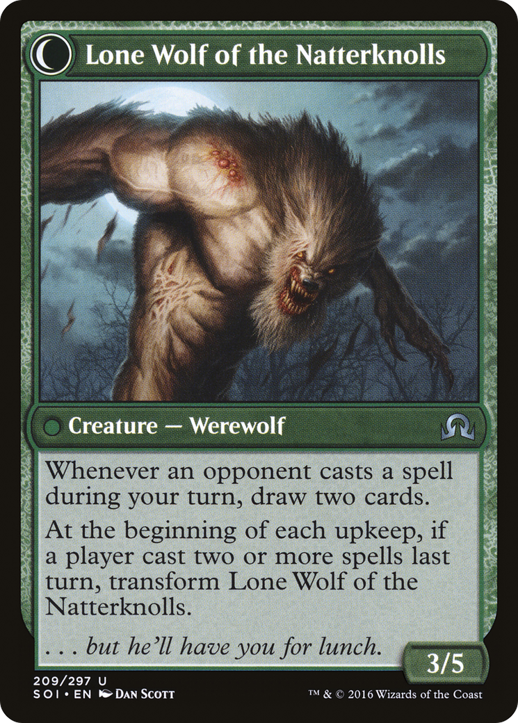 Hermit of the Natterknolls // Lone Wolf of the Natterknolls Card Image