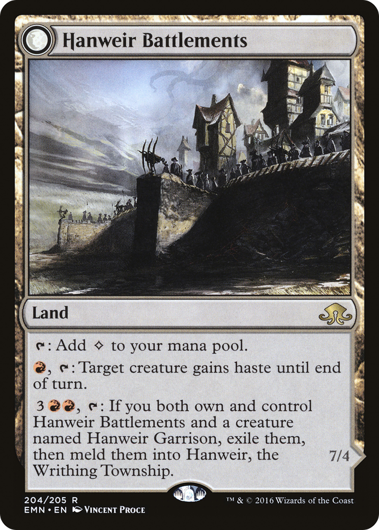 Hanweir Battlements // Hanweir, the Writhing Township Card Image