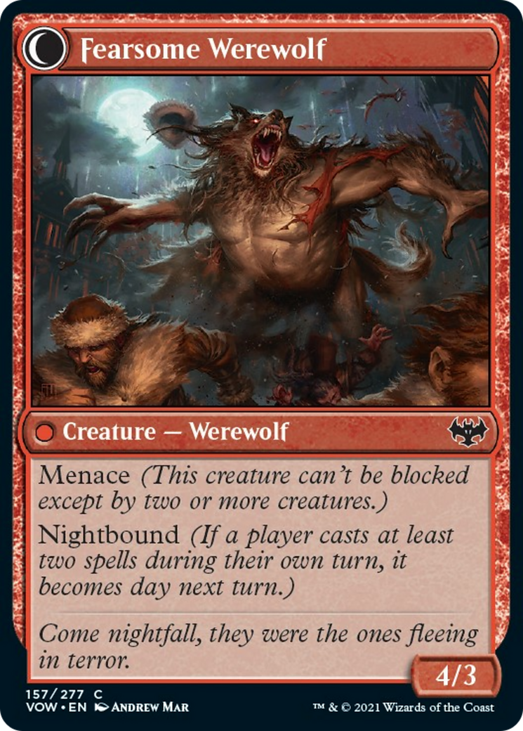 Fearful Villager // Fearsome Werewolf Card Image