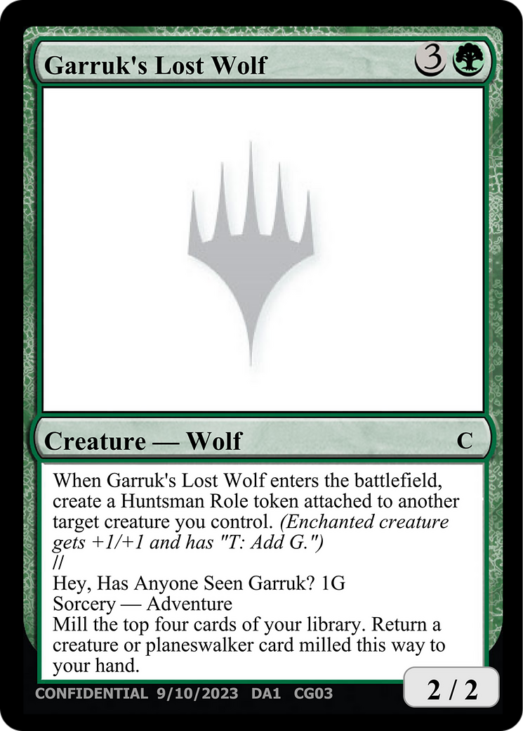 Garruk's Lost Wolf // Hey, Has Anyone Seen Garruk? Card Image