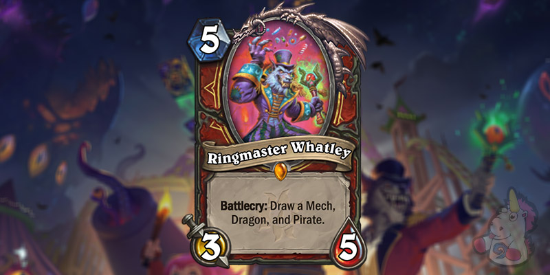 Two New Warrior Cards Revealed for Hearthstone's Darkmoon Faire Expansion - Ringmaster Whatley & Ringmaster's Baton