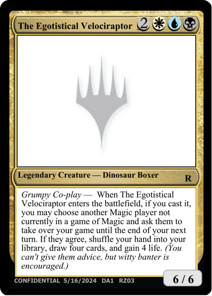 The Egotistical Velociraptor Card Image