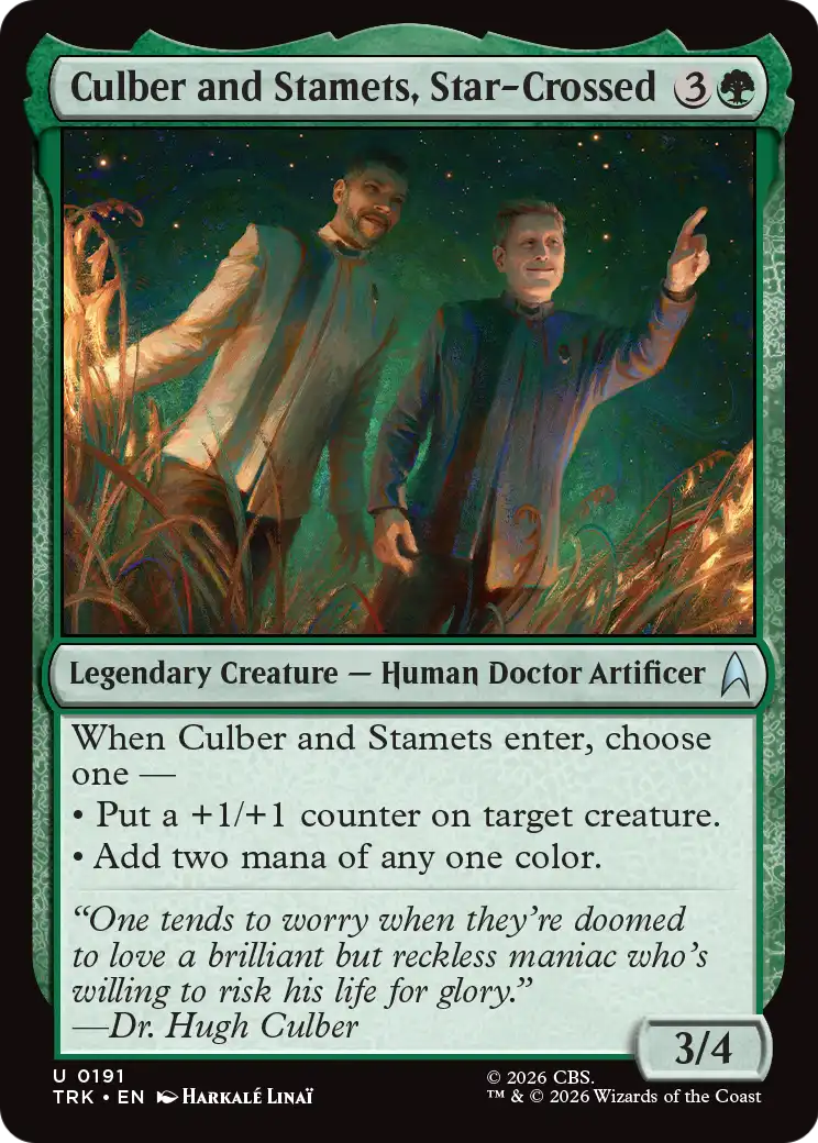 Culber and Stamets, Star-Crossed Magic: The Gathering card