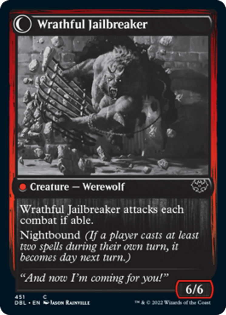 Weary Prisoner // Wrathful Jailbreaker Card Image
