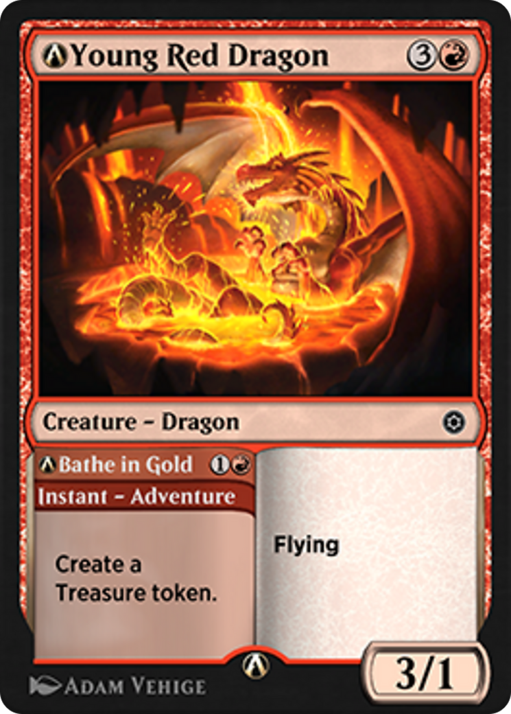 A-Young Red Dragon // A-Bathe in Gold Card Image