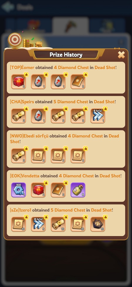 Whiteout Survival Dead Shot Prize History