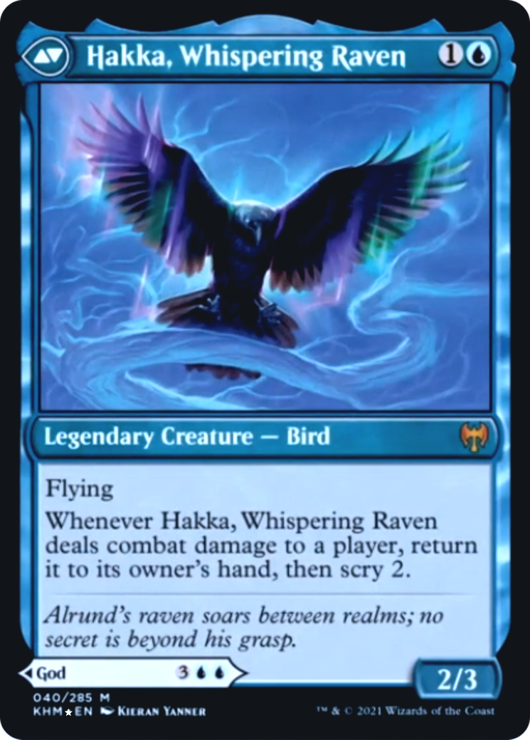Alrund, God of the Cosmos // Hakka, Whispering Raven Card Image