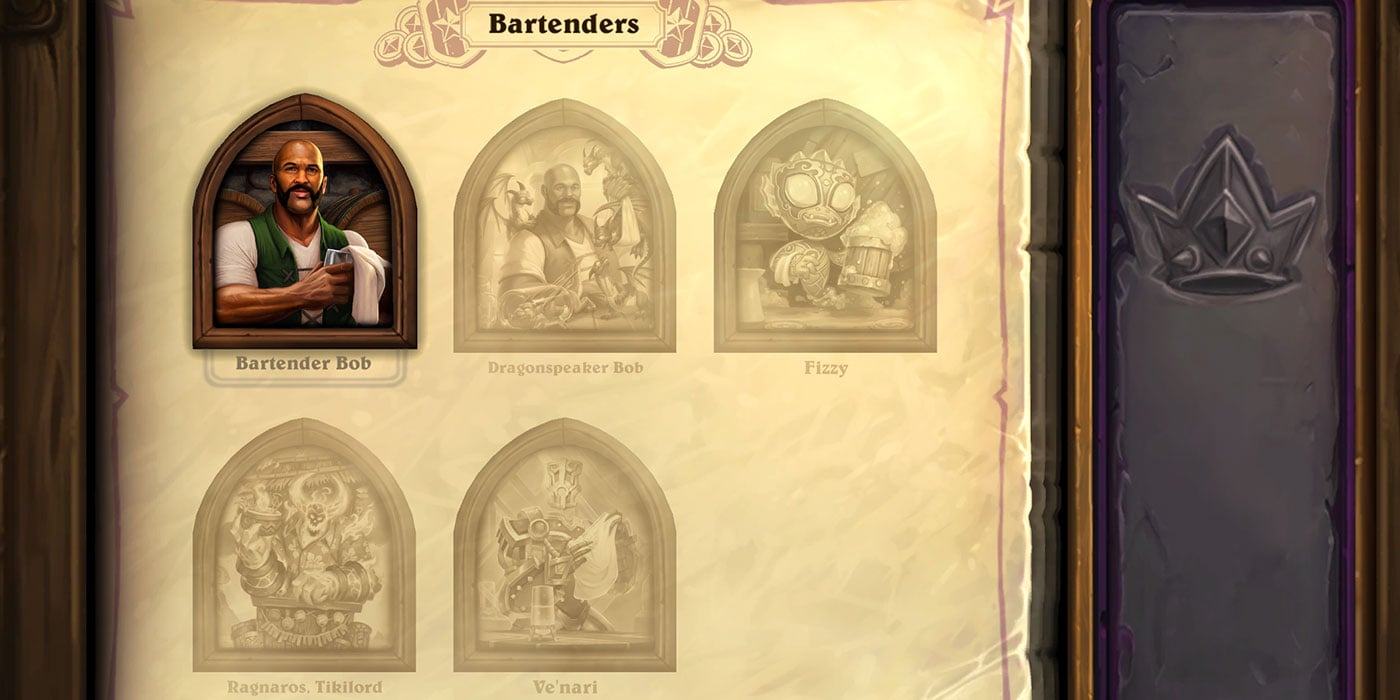 First Look at Hearthstone's Battlegrounds New Interface for Cosmetic Heroes and Bartenders