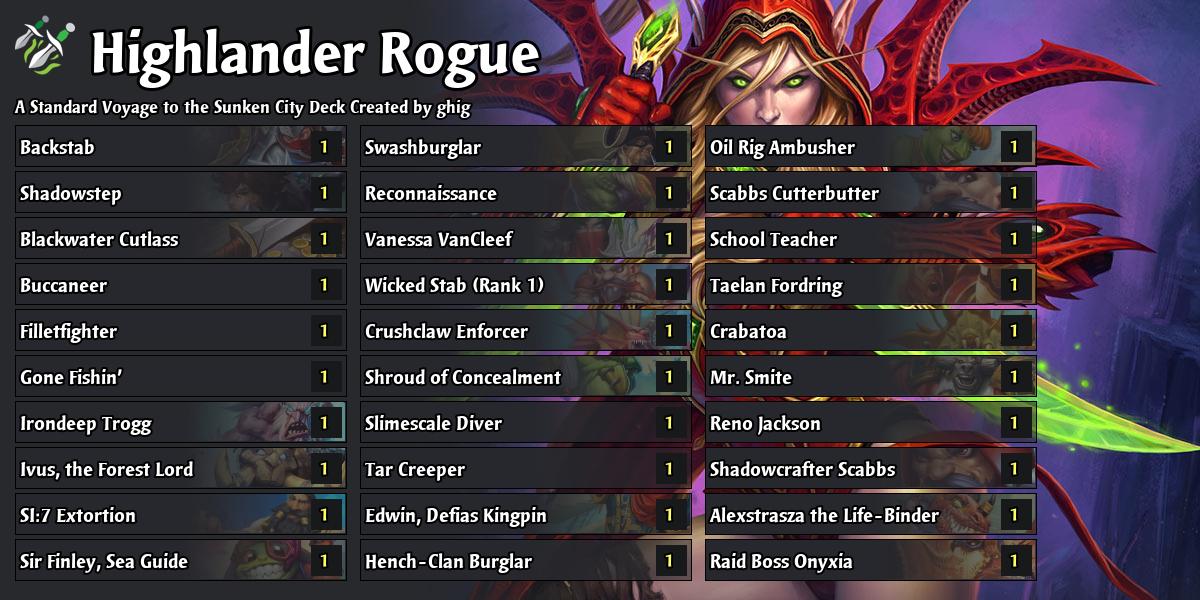 Reno Rogue - Voyage to the Sunken City Hearthstone Decks - Out of Games