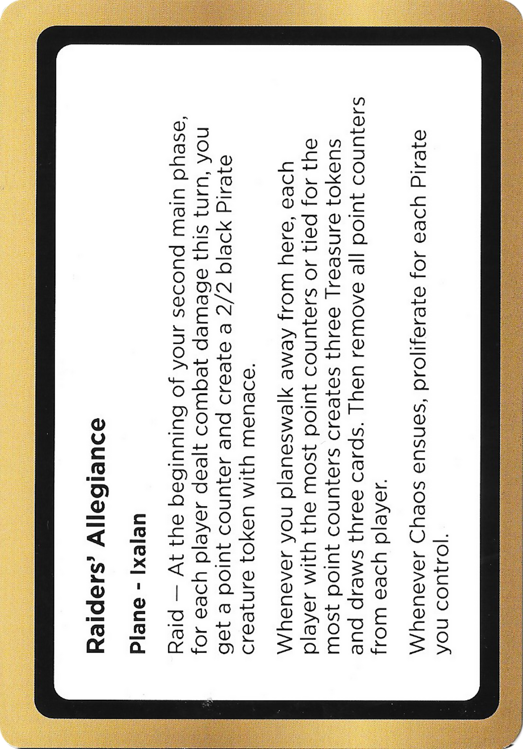 Raiders' Allegiance Card Image