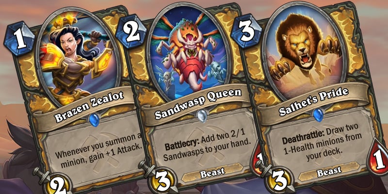 Three Uldum Paladin Cards Revealed - Brazen Zealot, Sandwasp Queen, Salhet's Pride