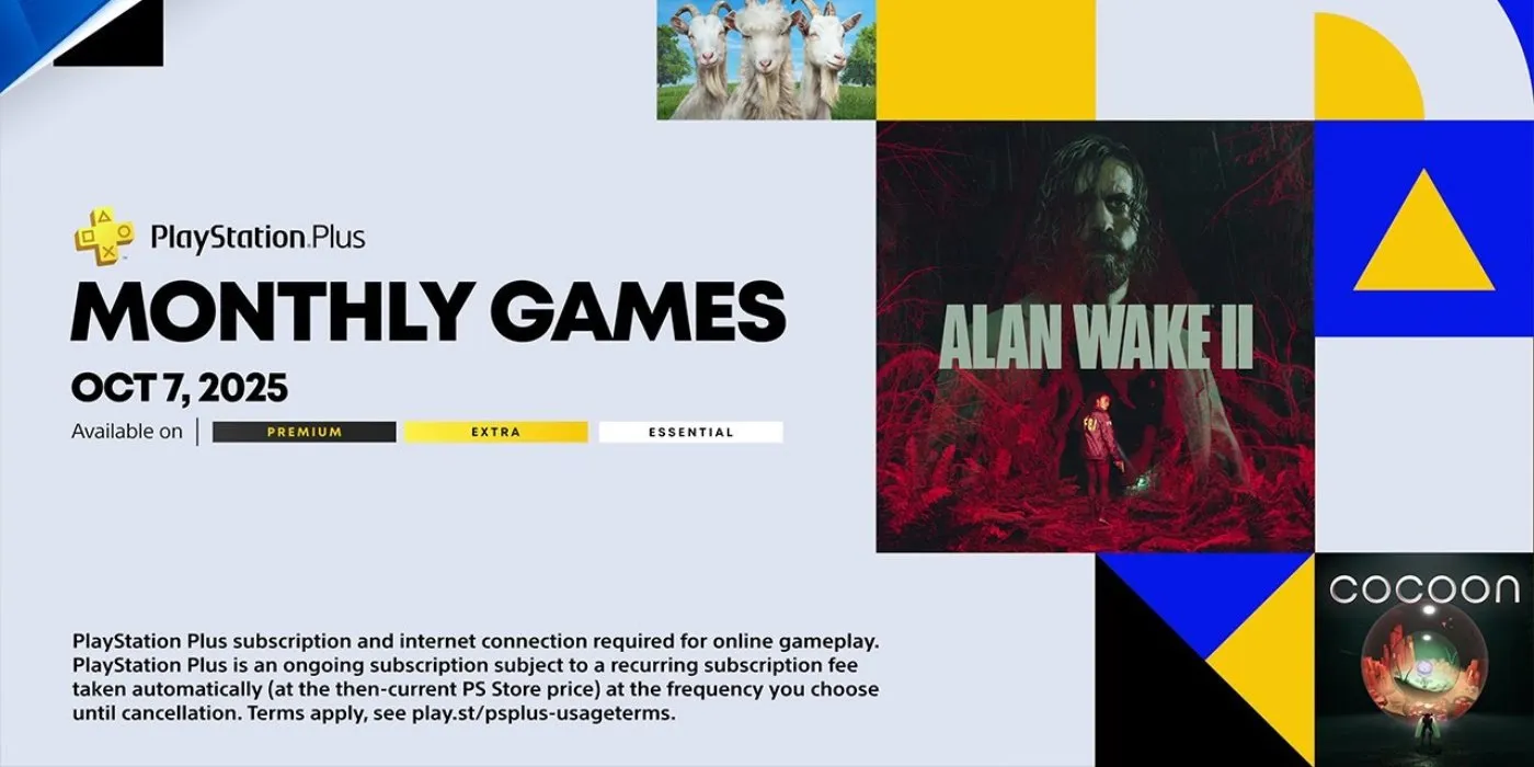 PlayStation Plus Lineup for October - Alan Wake II, Goat Simulator 3, COCOON, and The Last of Us Part II Remastered