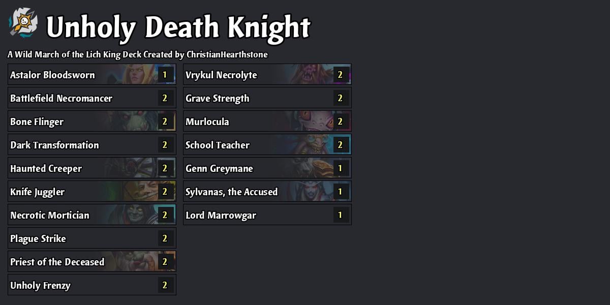 Best Wild Deck To Get Rank Legend In Wild | Even Unholy DK At March of ...