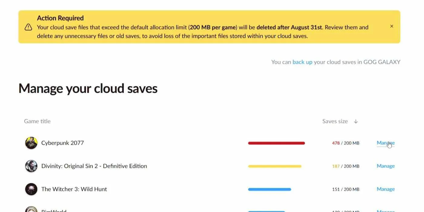 GOG to Delete Old Cloud Save Files That Exceed 200 MB - Back up Your Saves  Before August 31st - Out of Games