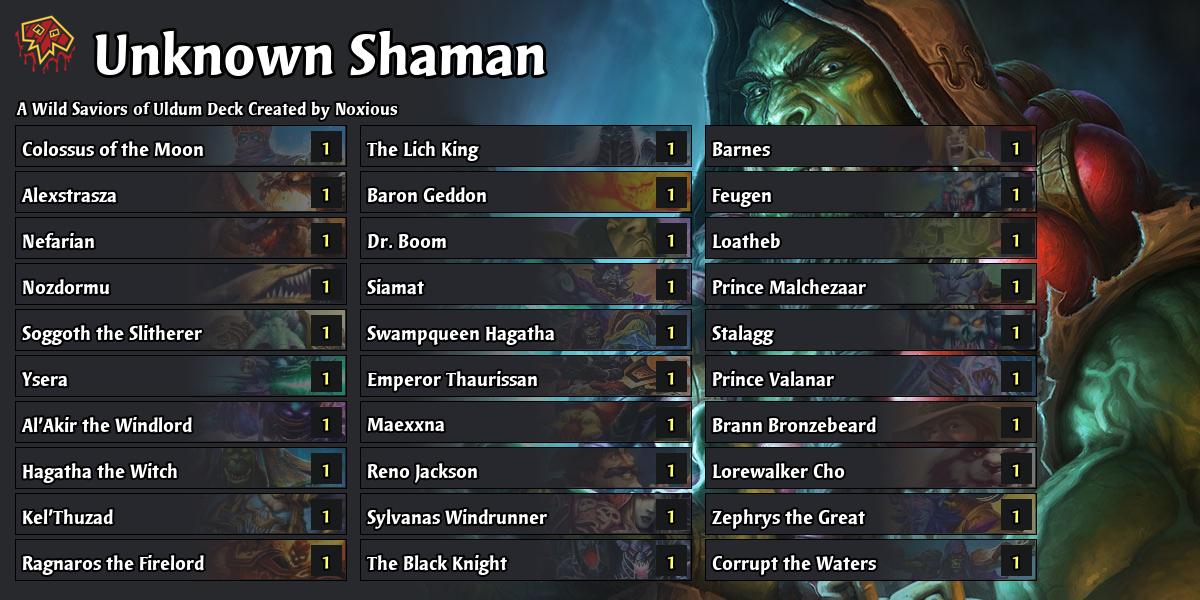 Legendary Shaman - Saviors Of Uldum Hearthstone Decks - Out Of Games