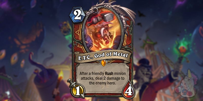 E.T.C., God of Metal is a New Warrior Card Revealed for Hearthstone's Darkmoon Faire Expansion