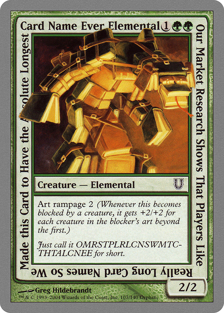 Our Market Research Shows That Players Like Really Long Card Names So We Made this Card to Have the Absolute Longest Card Name Ever Elemental Card Image