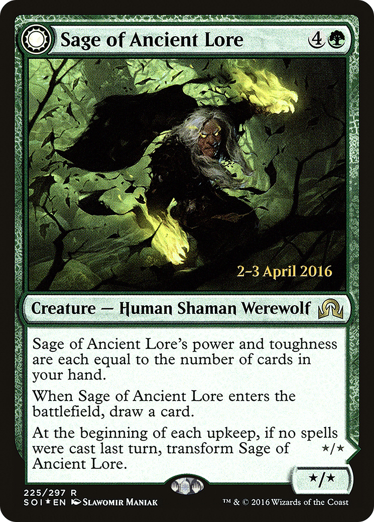 Sage of Ancient Lore // Werewolf of Ancient Hunger Card Image