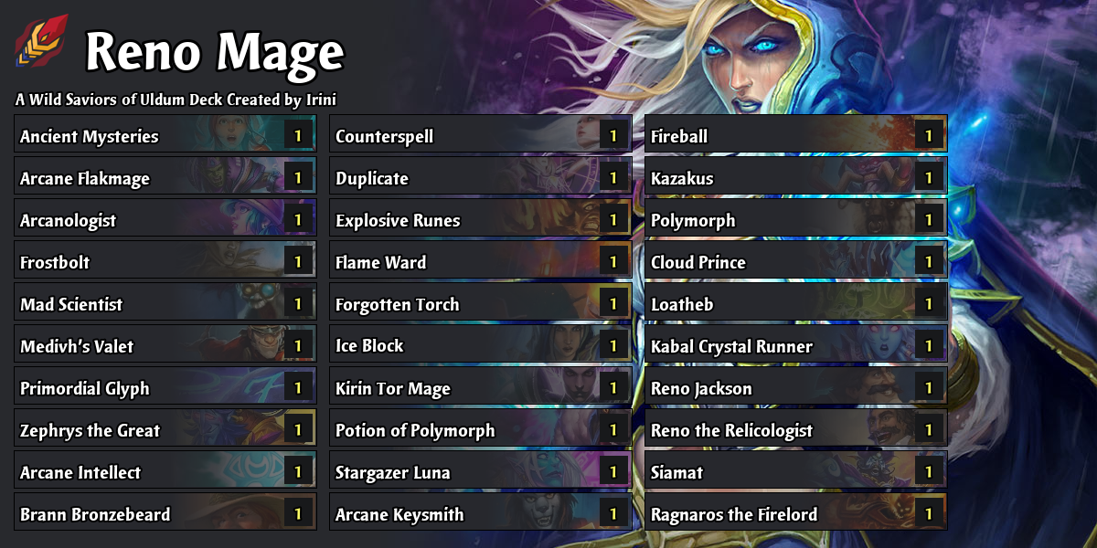 [S66 Wild Legend] Reno Secret Mage - Saviors of Uldum Hearthstone Decks ...