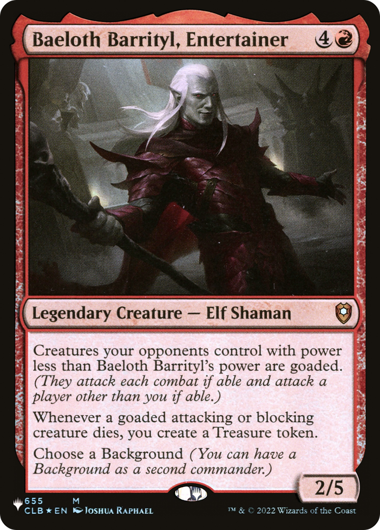 Baeloth Barrityl, Entertainer Card Image