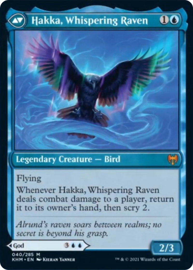 Alrund, God of the Cosmos // Hakka, Whispering Raven Card Image