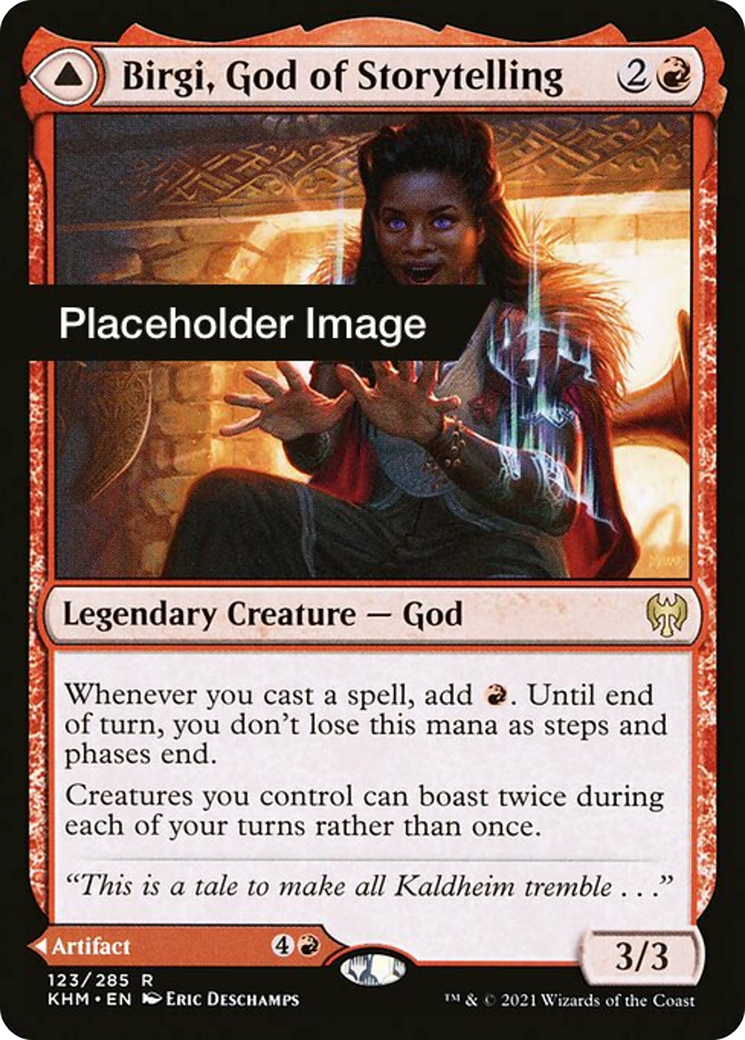 Birgi, God of Storytelling // Harnfel, Horn of Bounty Card Image