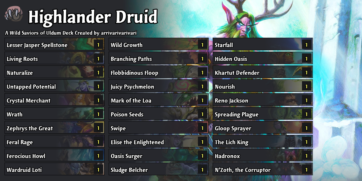 Ossirian Tear Reno Druid - Saviors of Uldum Hearthstone Decks - Out of ...