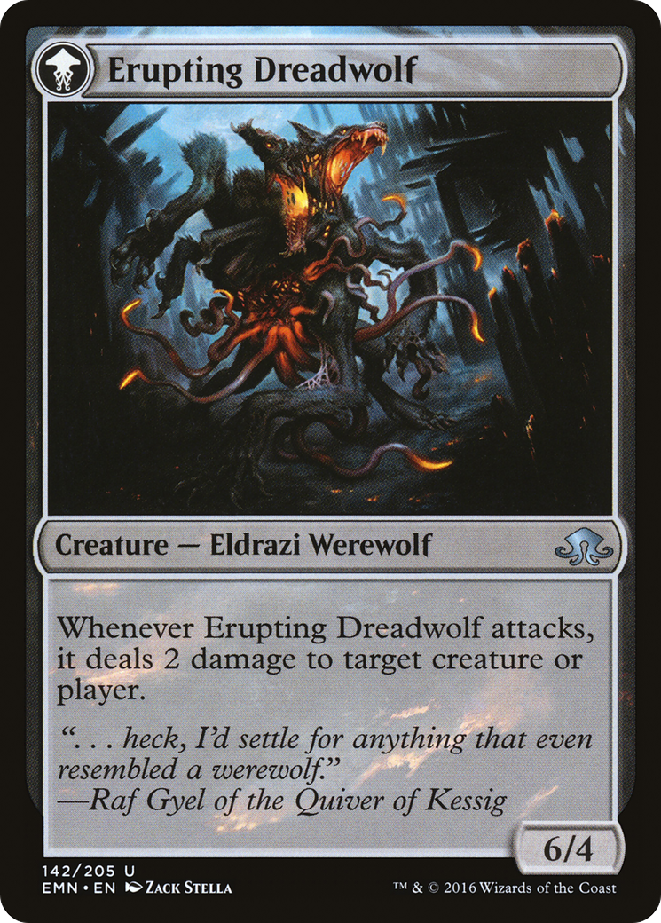 Smoldering Werewolf // Erupting Dreadwolf Card Image