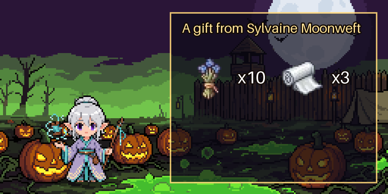 A gift from Sylvaine Moonweft: 10x Flax, 3x Bolt of Silkweave